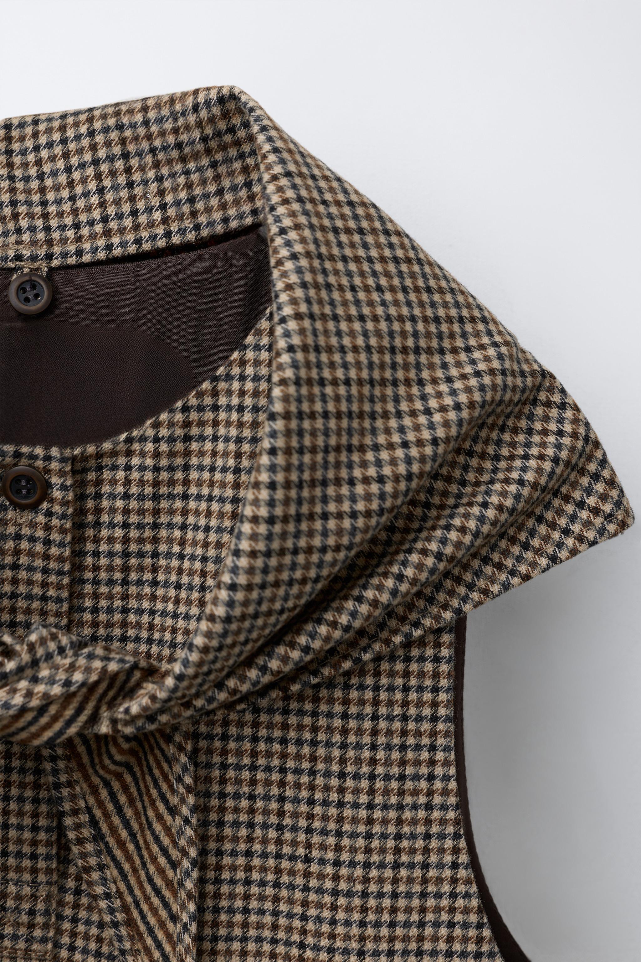 PLAID PINAFORE DRESS WITH DETACHABLE SCARF